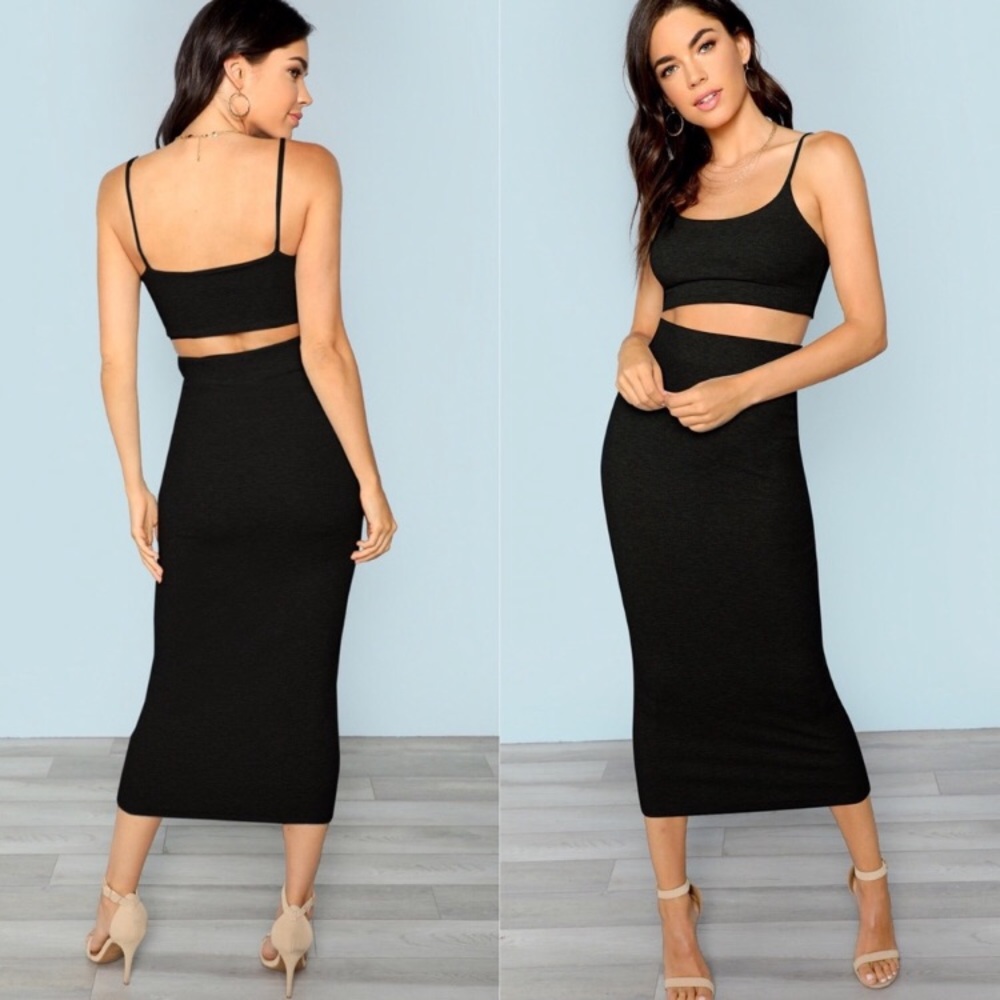 Cropped tank pencil skirt